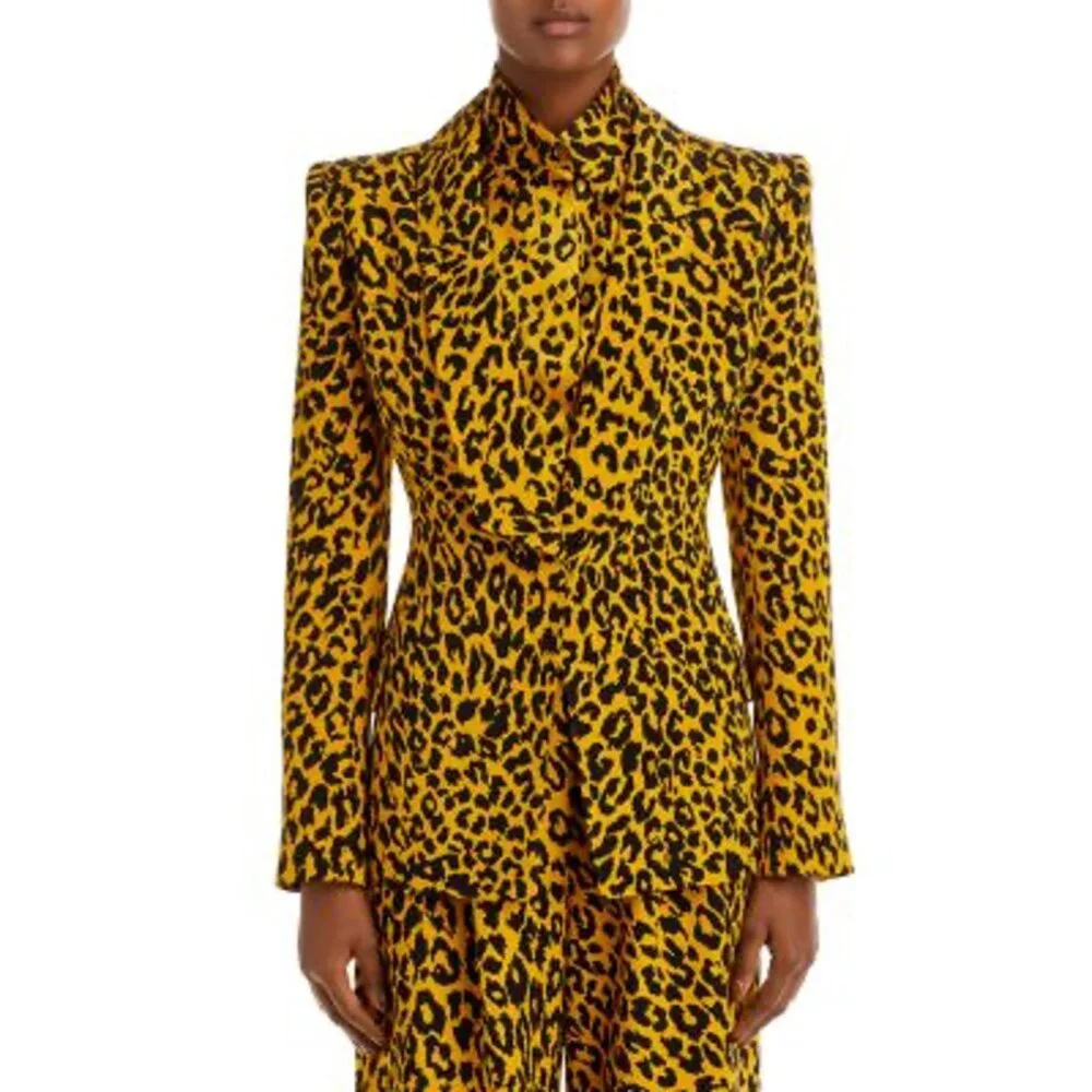 SERGIO HUDSON 100% Silk Cheetah Print Blazer - Picture 4 of 15
